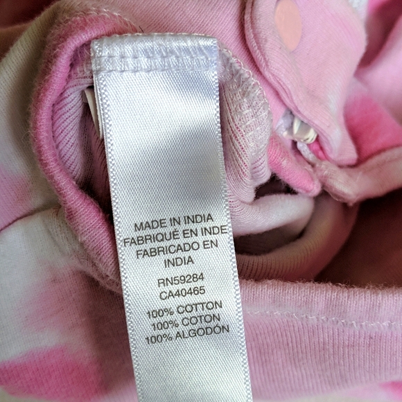 children's place pink tie-dye cotton summer zipper pajamas 12 months baby girl - Picture 5 of 6